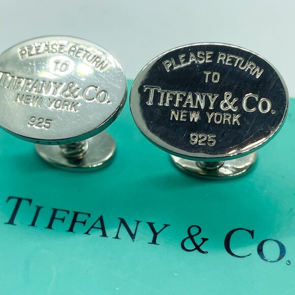 Tiffany and Co sterling silver return oval cufflinks - Picture 3 of 5